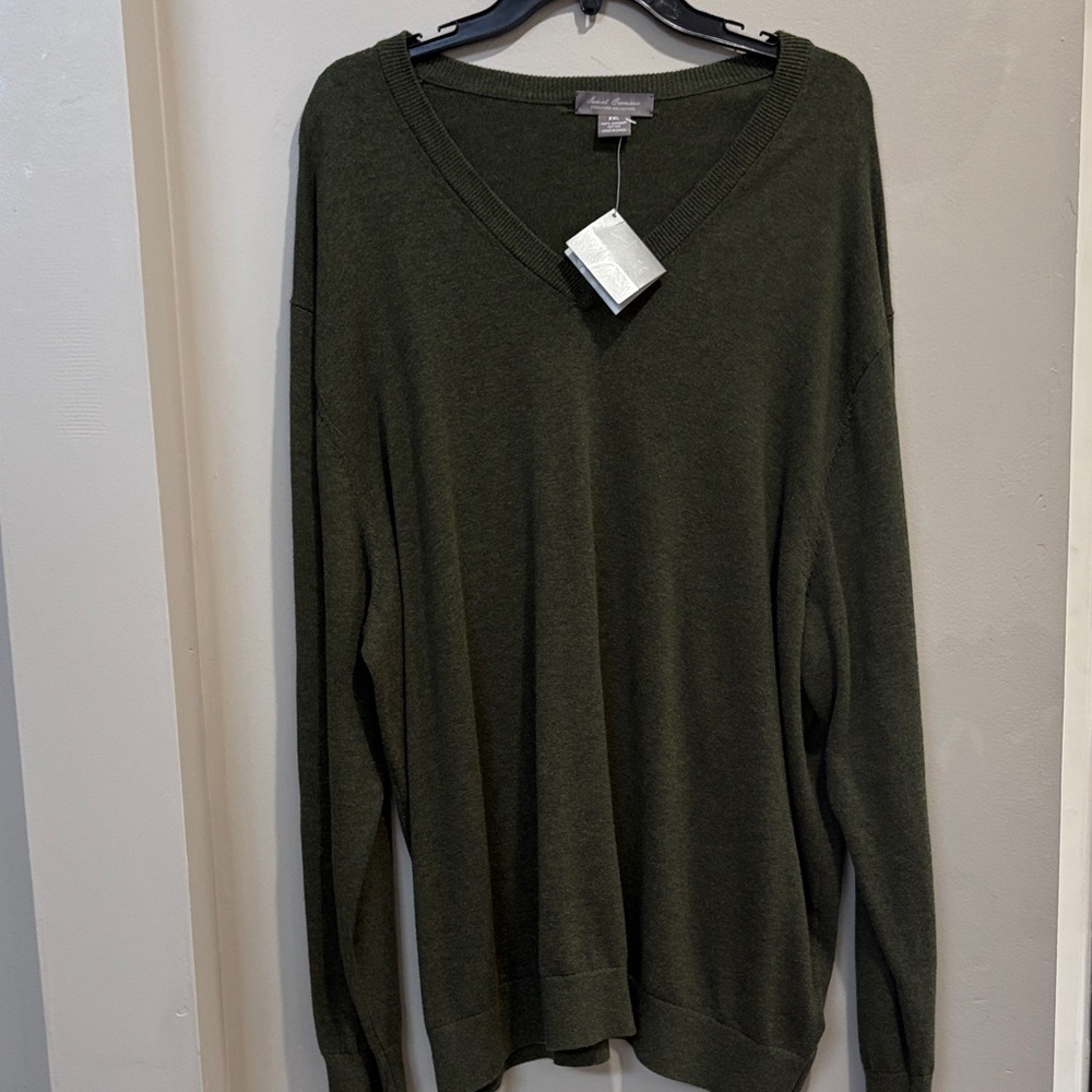 Daniel Cremieux Men's V-Neck Sweater in Olive Green Size XXL
